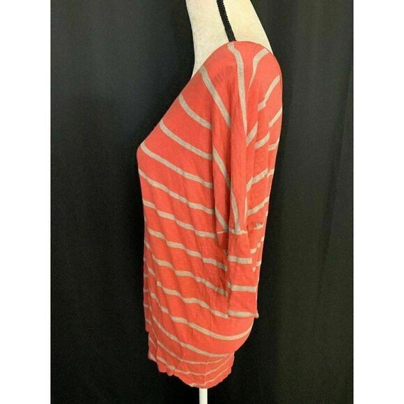 Splendid Womens Pink Gray Striped V Neck Short Sleeve Top T Shirt Medium - Picture 3 of 6